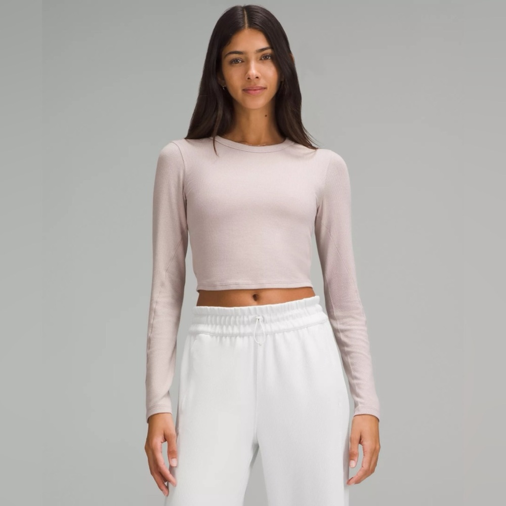 NWT Lululemon Hold Tight Straight-Hem Cropped Long Sleeve - Adaptive Pink